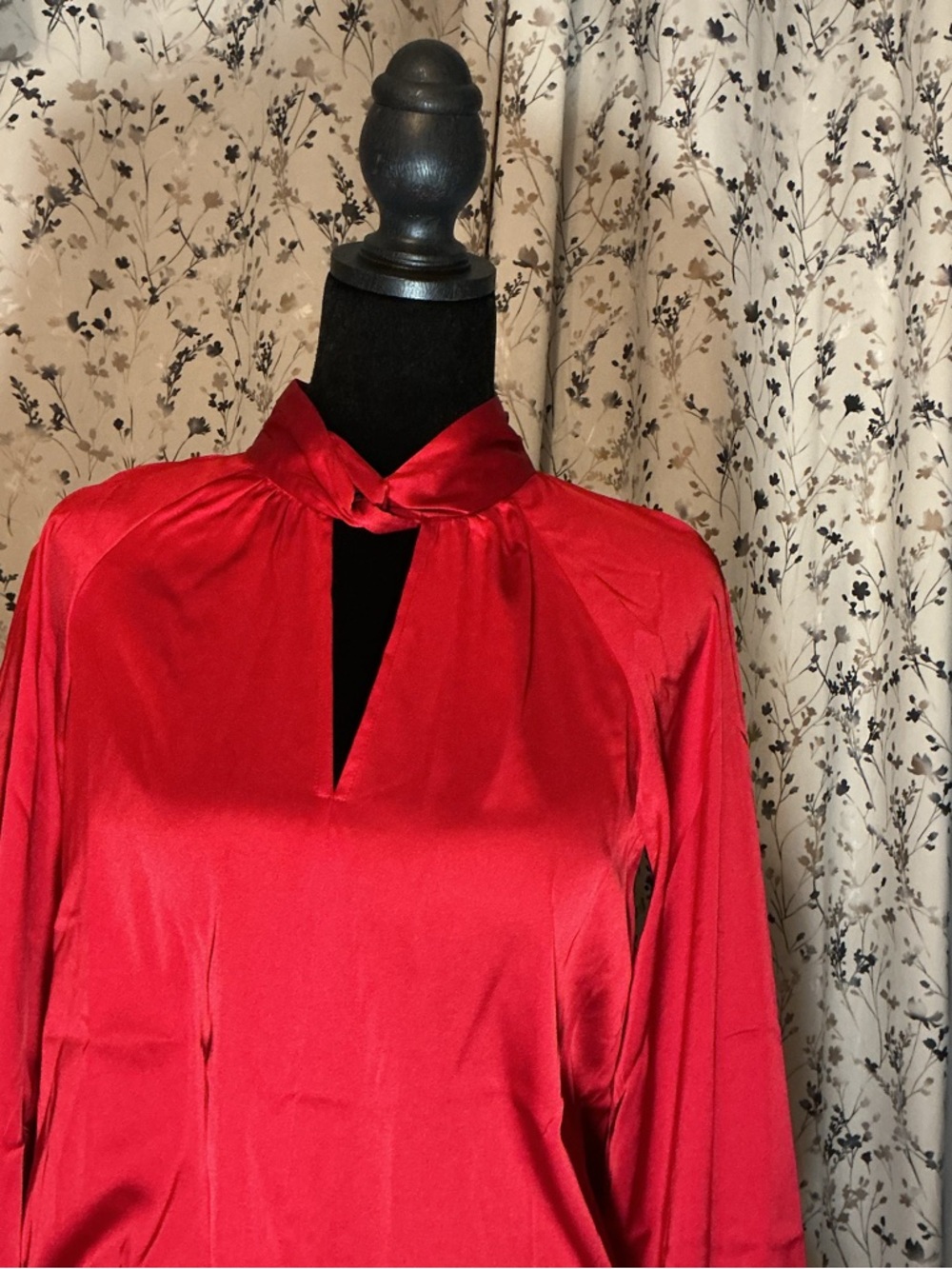 Talbots Red Keyhole Mock-Neck Blouse - Picture 6 of 15